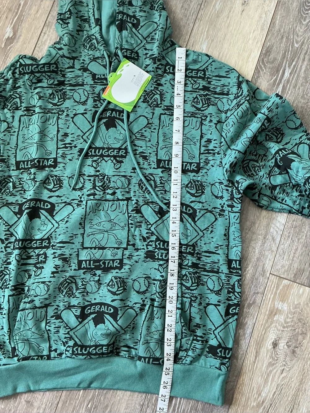 NWT Nickelodeon Teal Gerald Slugger Crewneck Hoodie Size Medium